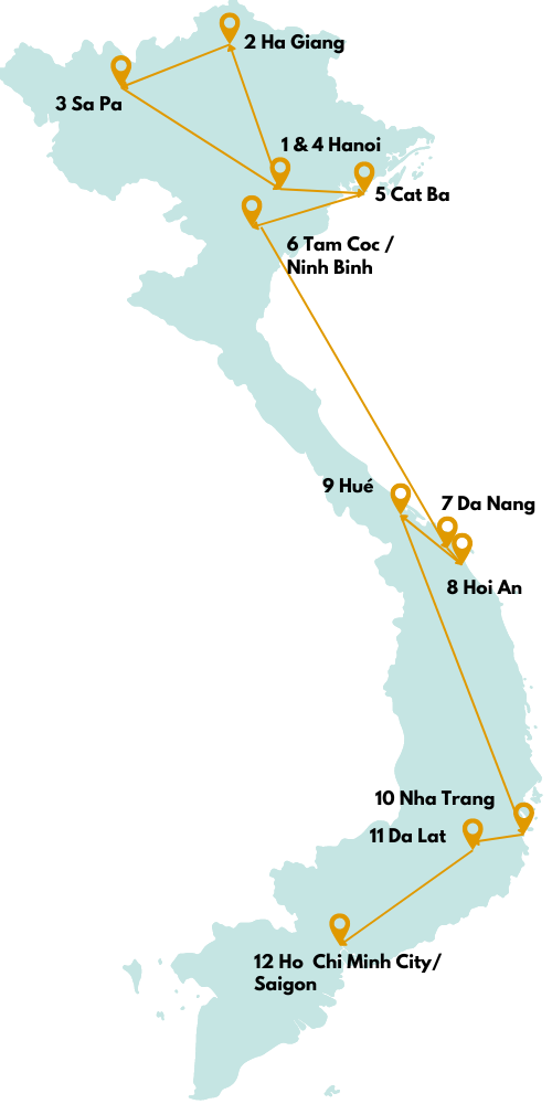 Travel with footprints Map Karte Vietnam Travel with footprints Map Karte Vietnam